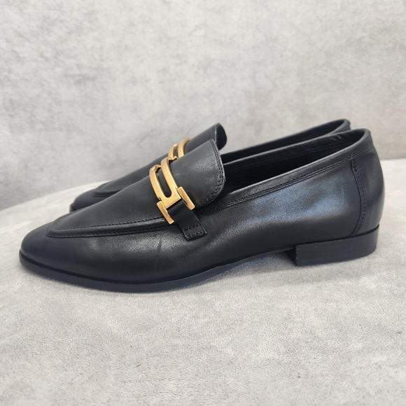 Reiss Dress Loafers 9.5 Black Leather Angela Apron Toe CBK Carolyn New $275 - Picture 8 of 16